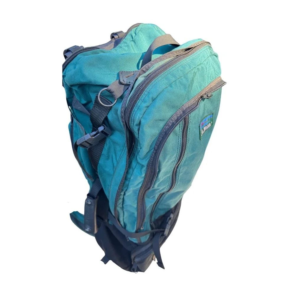 Vintage LL Bean Backpack‎ Teal Green Hiking Outdoor Bag Eagle Creek Rucksack